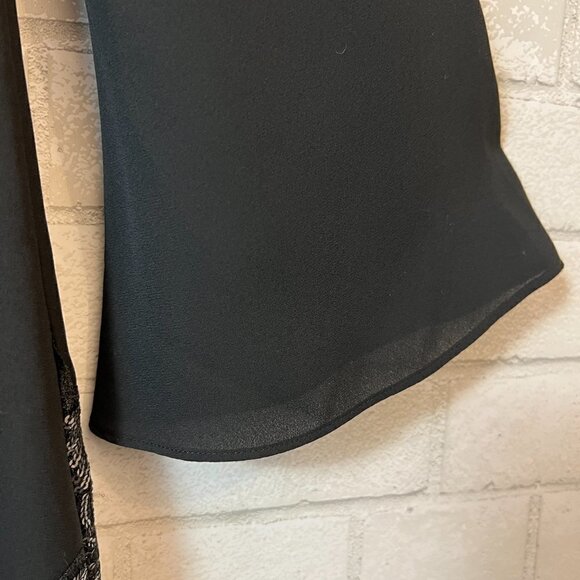 Marciano Black Long Bell Sleeve‎ Sequin Silver Roses Dress XS - Picture 4 of 5